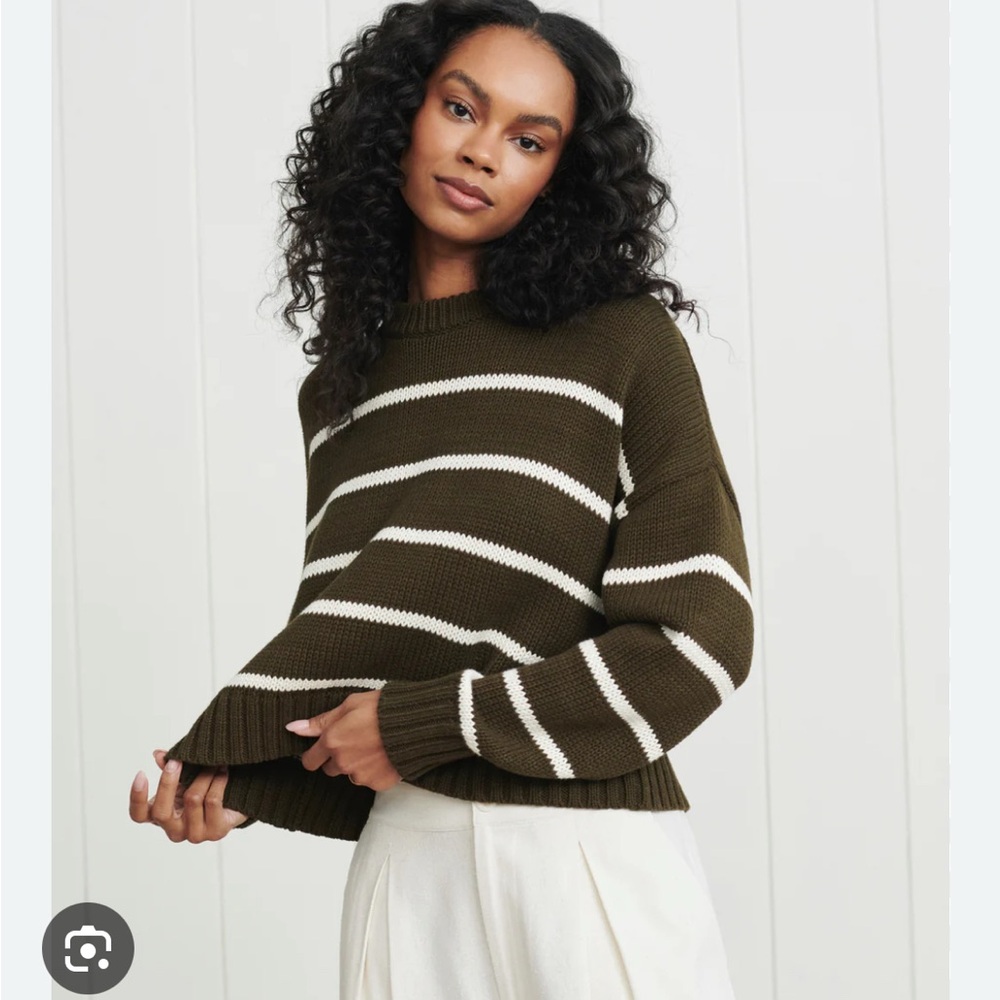 Jenni Kayne Olive and Cream Striped Sweater